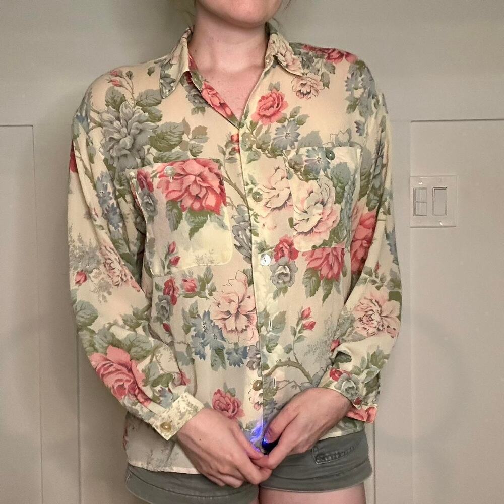 Liz Claiborne Vintage 90's Floral Chiffon Blouse